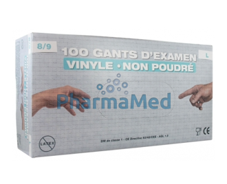 Image de Gants vinyl non poudrés - Large - 100pc